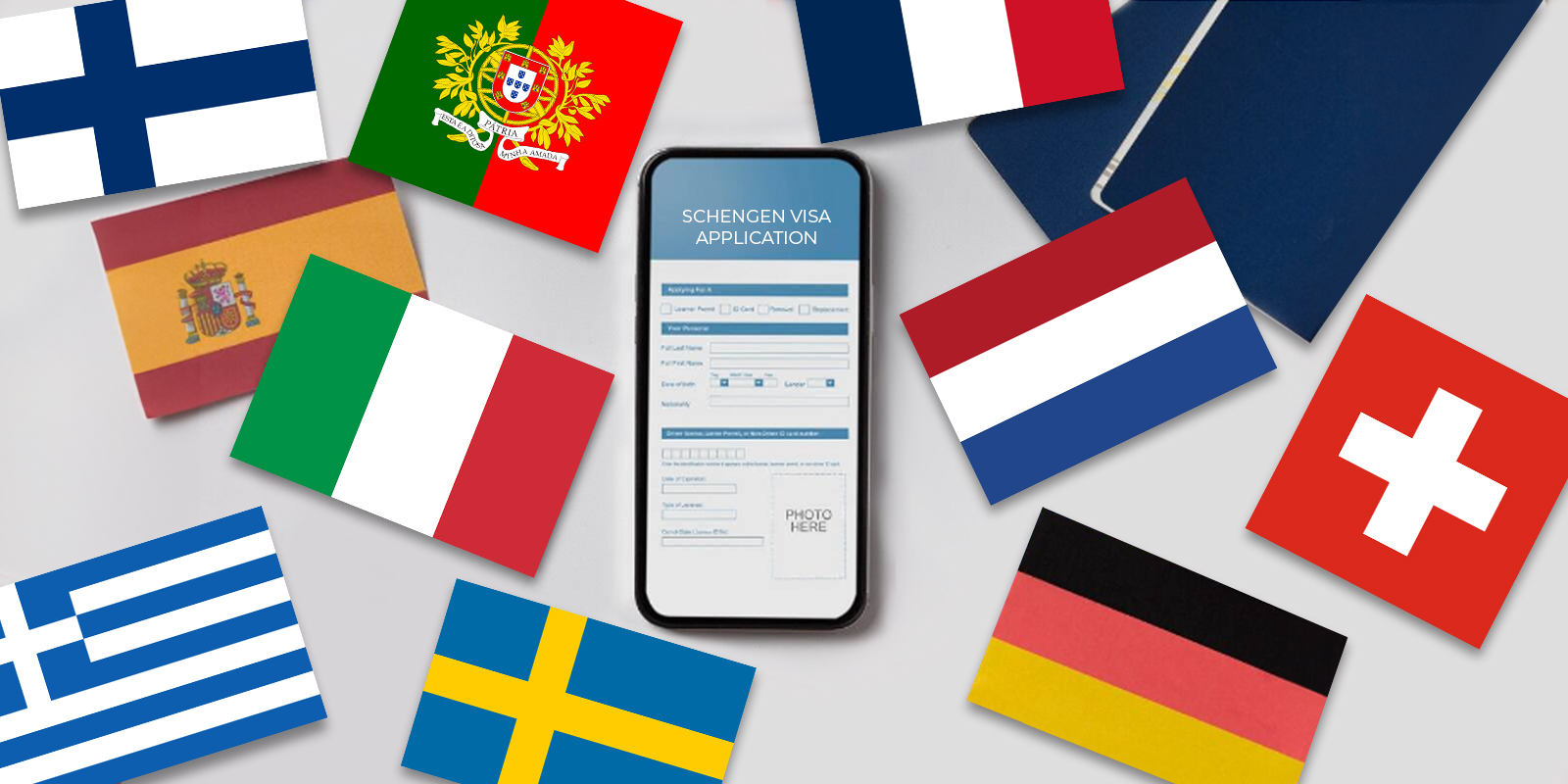 digital schengen visa form on mobile phone